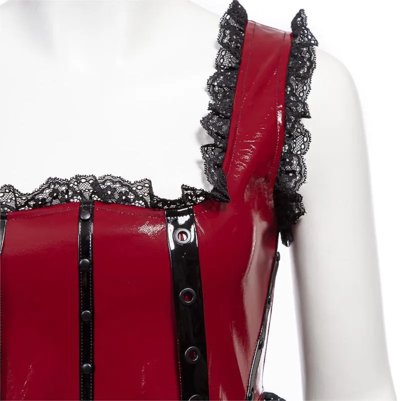 Damen-Weste aus Kunstleder mit Punk-Splice-Schnürung