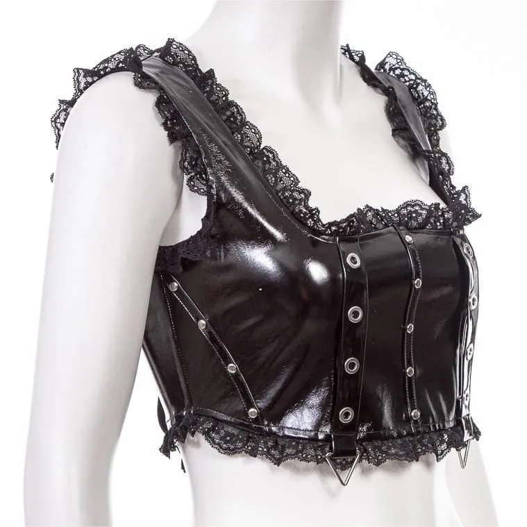 Damen-Weste aus Kunstleder mit Punk-Splice-Schnürung