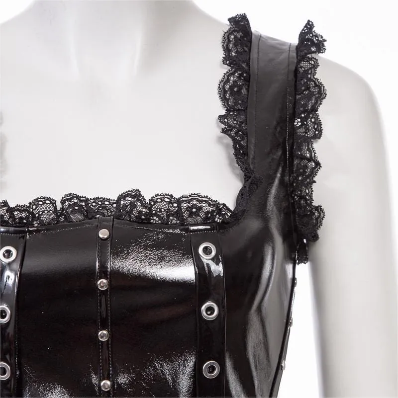 Damen-Weste aus Kunstleder mit Punk-Splice-Schnürung