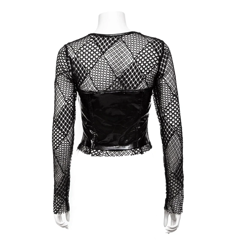 Damen Gothic Mesh Splice Langarmshirt