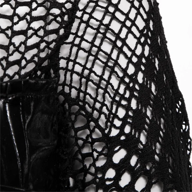 Damen Gothic Mesh Splice Langarmshirt