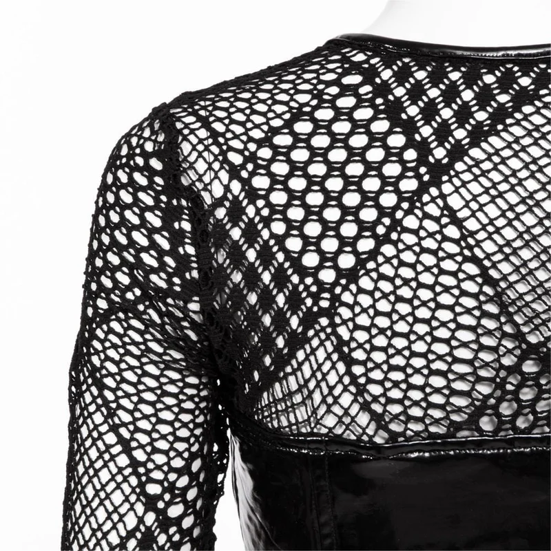 Damen Gothic Mesh Splice Langarmshirt
