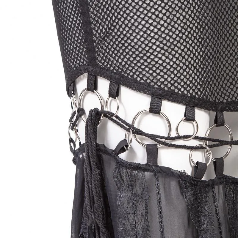 Langer Gothic-Rock mit Ausschnitt und Spleißen für Damen