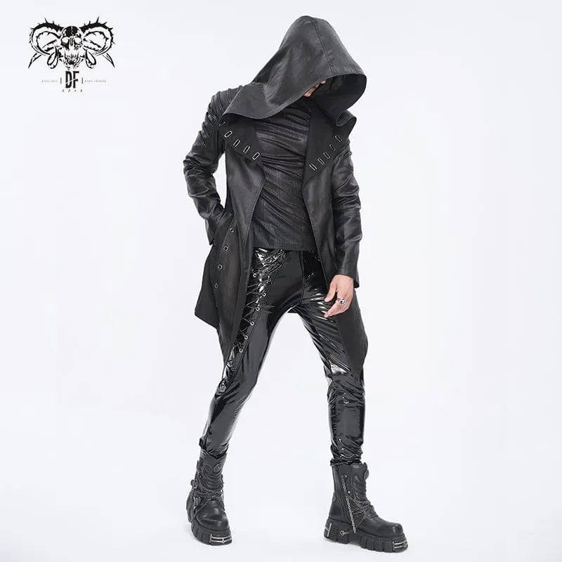 Herren-Gothic-Jacke mit unregelmäßigen Ösen und Kapuze