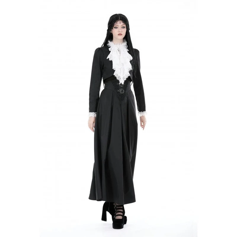 Damen-Jacke im Gothic-Stil mit Stehkragen und Rüschenkragen