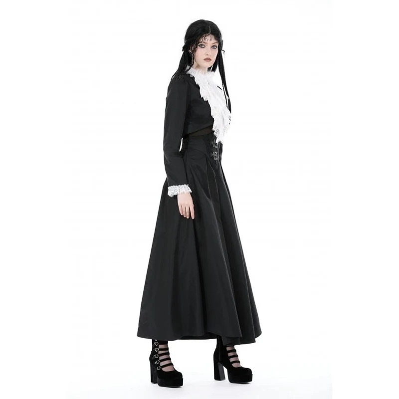 Damen-Jacke im Gothic-Stil mit Stehkragen und Rüschenkragen