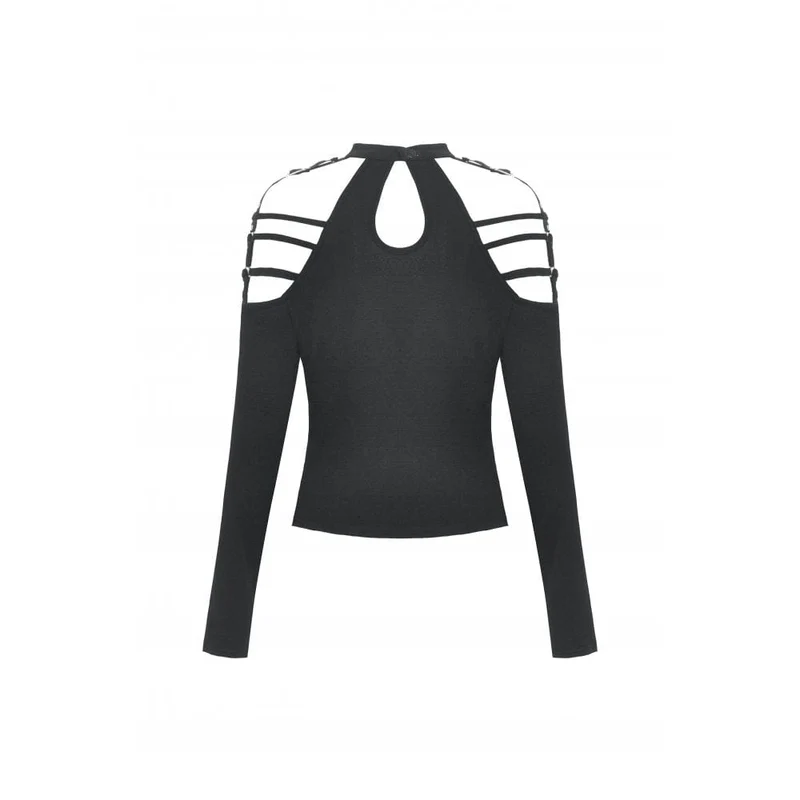 Schulterfreie Punk-Bluse mit Schnalle für Damen