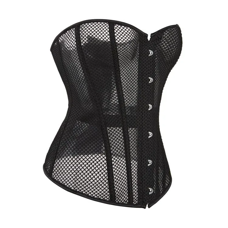 Gothic-Riemchen-Mesh-Vollbrustkorsett für Damen