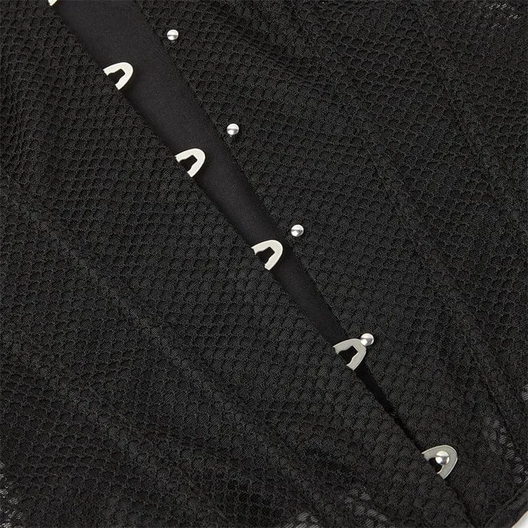 Gothic-Riemchen-Mesh-Vollbrustkorsett für Damen
