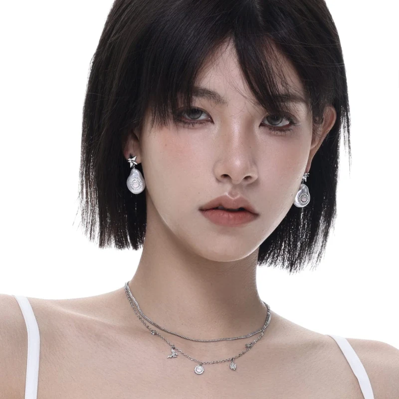 Damen-Punk-Stern-Perlenohrringe