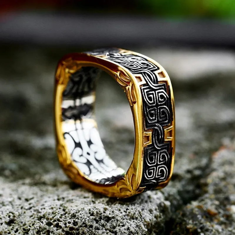 Herren-Punk-Ring in Kontrastfarbe, quadratisch