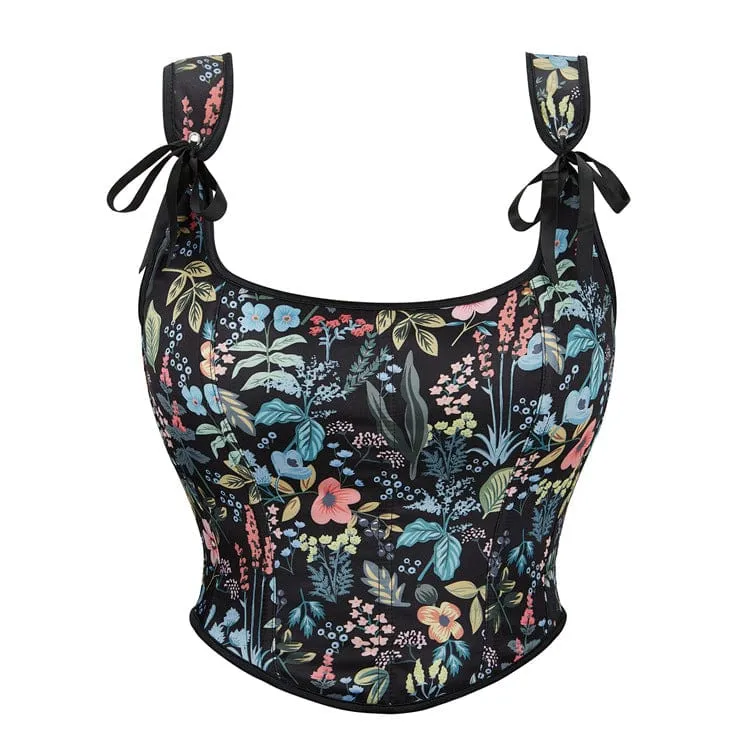 Damen Gothic-Vollbrustkorsett mit Blumenmuster
