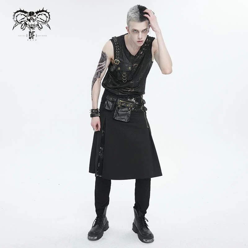 Herren Punk Big-Pocket-Tanktop mit Schnalle