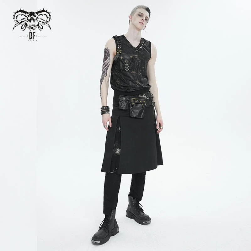 Herren Punk Big-Pocket-Tanktop mit Schnalle
