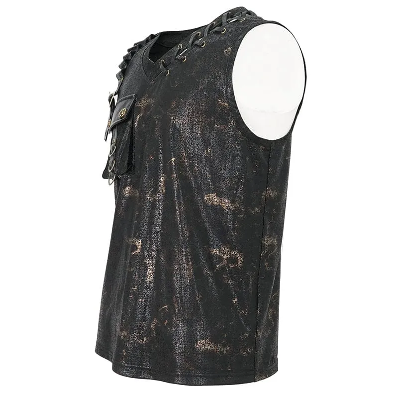 Herren Punk Big-Pocket-Tanktop mit Schnalle