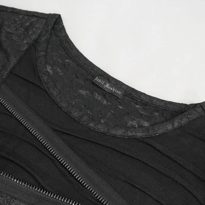 Herren-T-Shirt mit Punkausschnitt und Reißverschluss