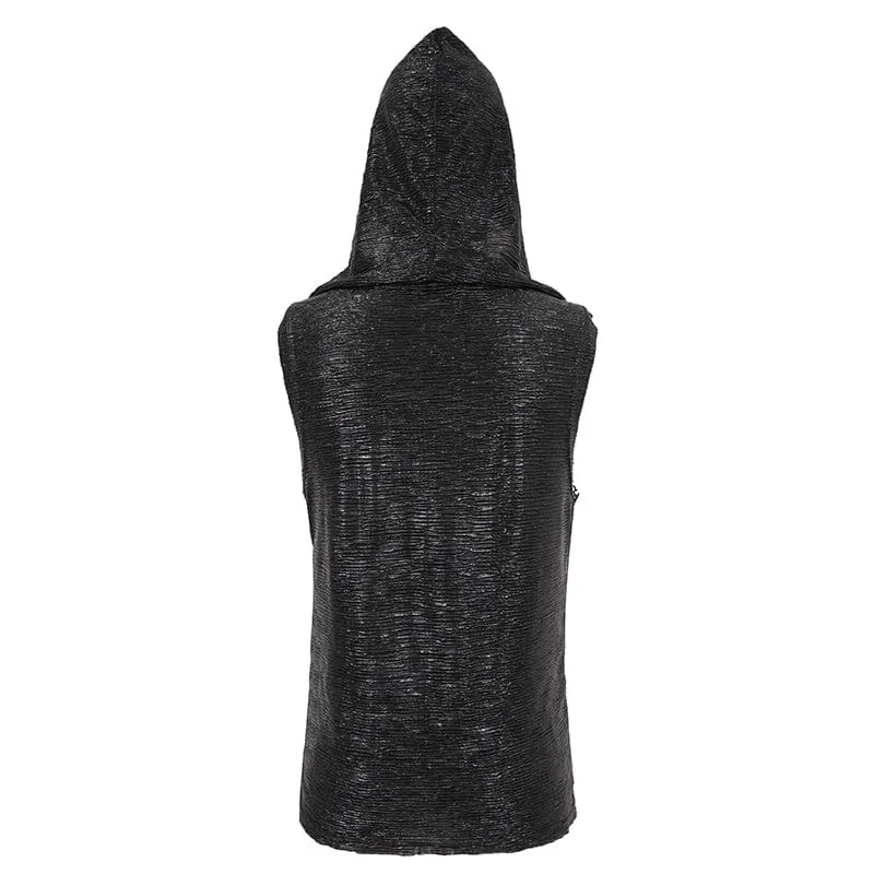 Herren Punk Strappy Mesh Splice Weste mit Kapuze