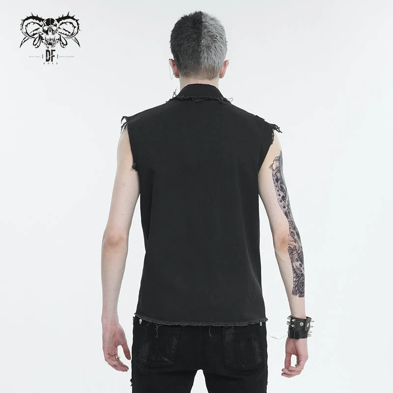 Herren Punk Buckle Splice unbesäumte Weste