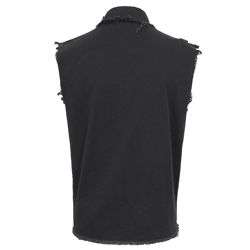 Herren Punk Buckle Splice unbesäumte Weste