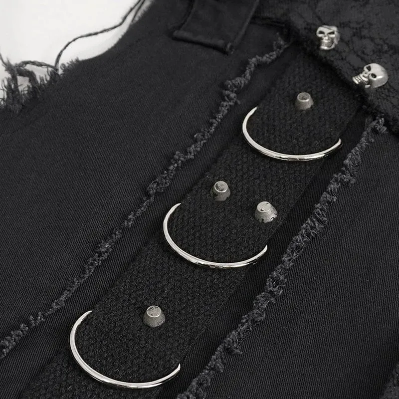 Herren Punk Buckle Splice unbesäumte Weste