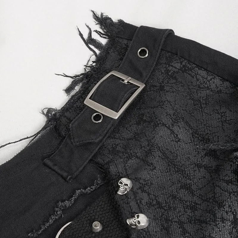 Herren Punk Buckle Splice unbesäumte Weste