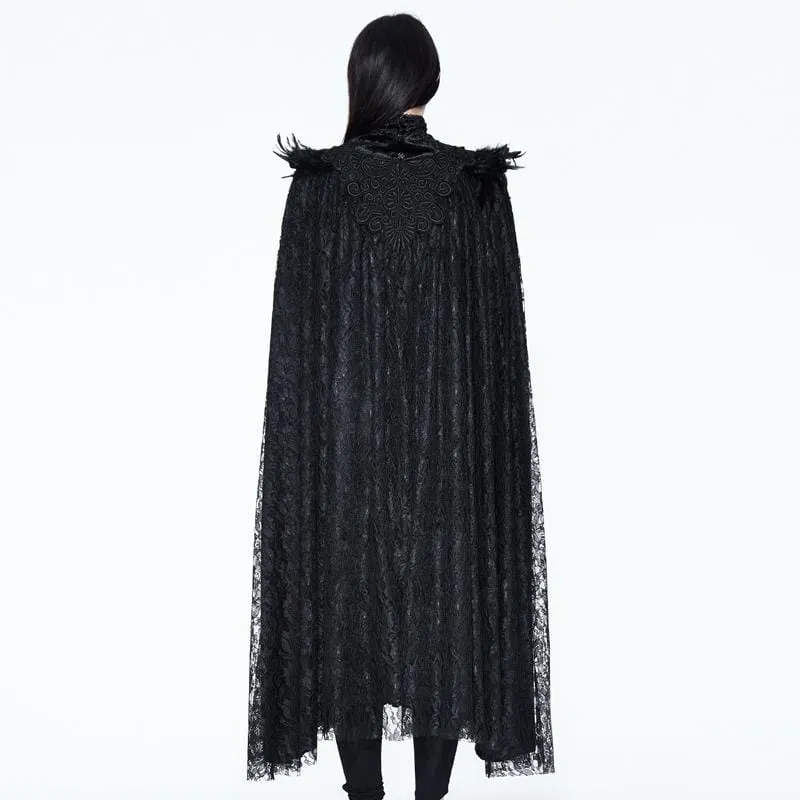 Damen Vintage Goth Lace Cape