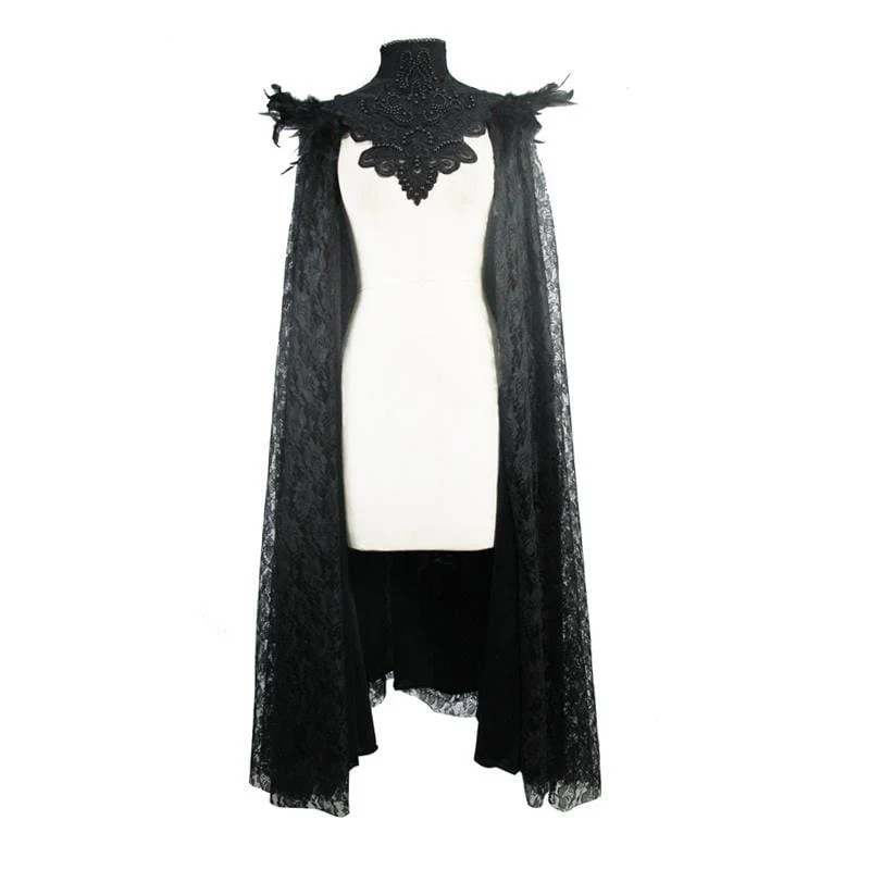 Damen Vintage Goth Lace Cape