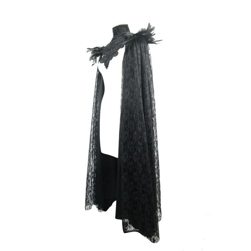 Damen Vintage Goth Lace Cape
