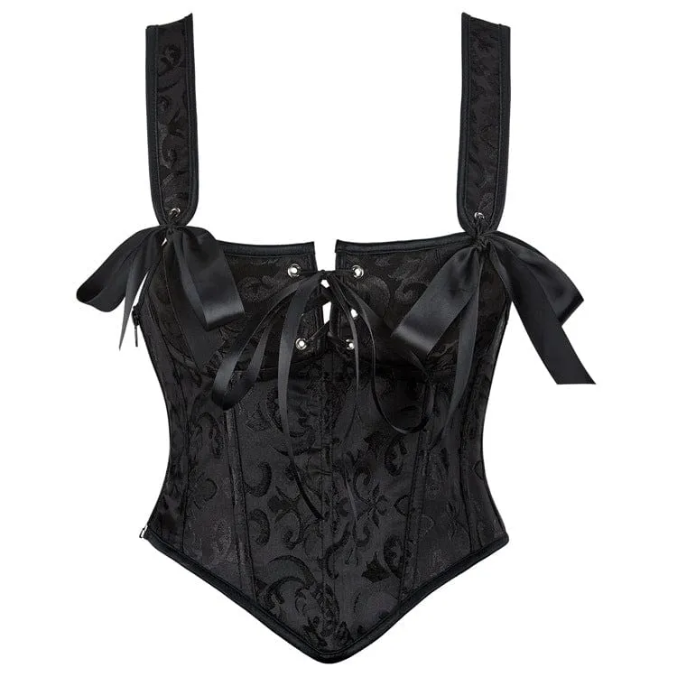 Damen Gothic Blumen-Jacquard-Schulterträger-Vollbrustkorsett