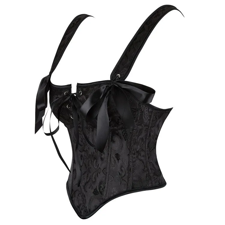 Damen Gothic Blumen-Jacquard-Schulterträger-Vollbrustkorsett