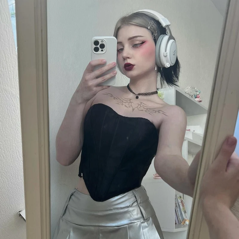 Vollfarbiges Gothic-Riemchen-Vollbrustkorsett für Damen
