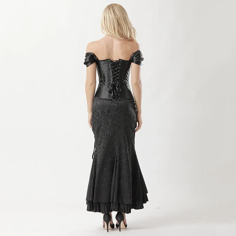 Schulterfreies Gothic-Riemchen-Overbust-Korsett für Damen