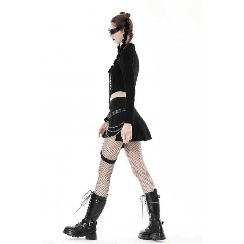 Punk-Riemchen-Crop-Top mit Ausschnitt und Splice-Motiv für Damen