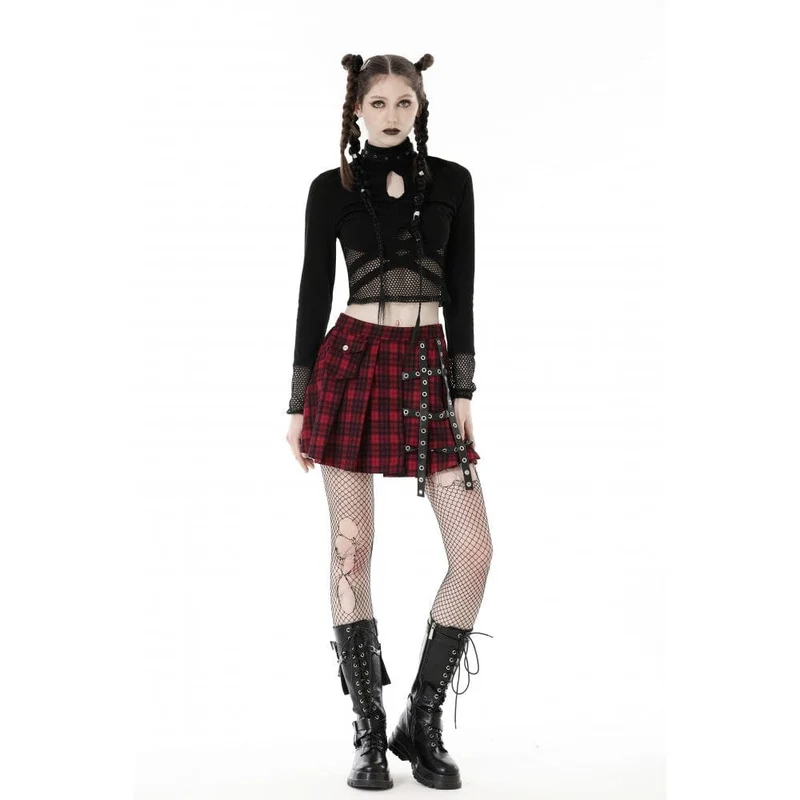 Damen Punk Cutout Mesh Splice Crop Top