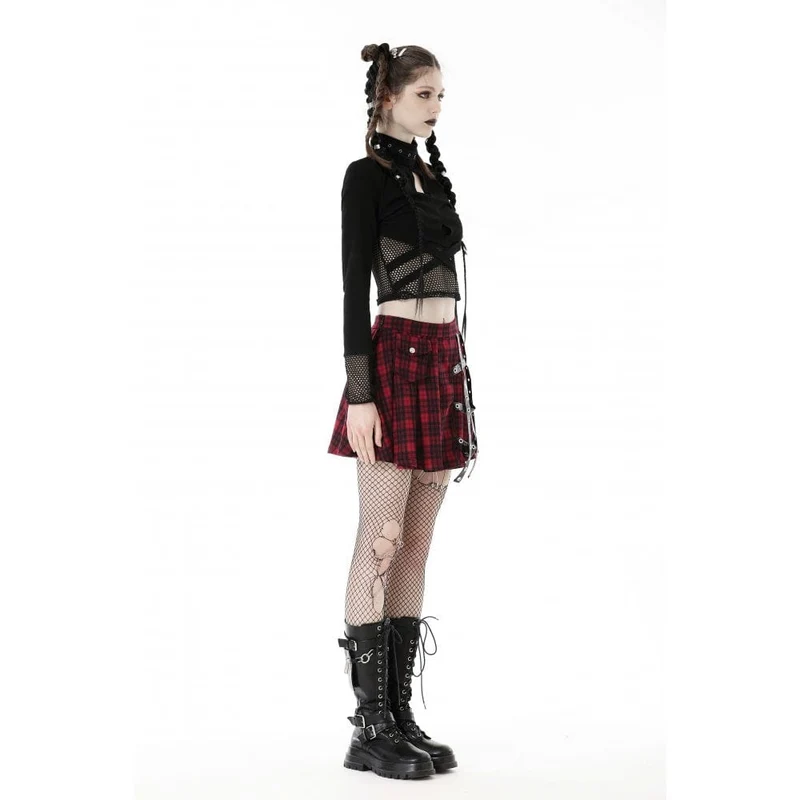 Damen Punk Cutout Mesh Splice Crop Top