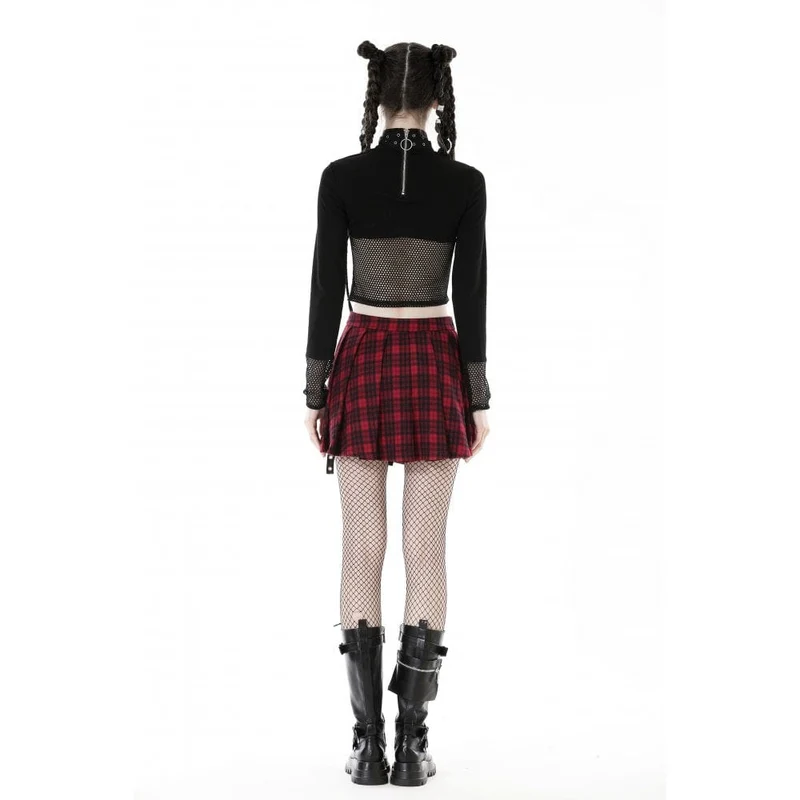 Damen Punk Cutout Mesh Splice Crop Top