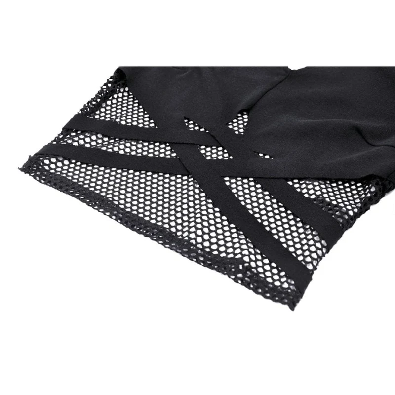 Damen Punk Cutout Mesh Splice Crop Top