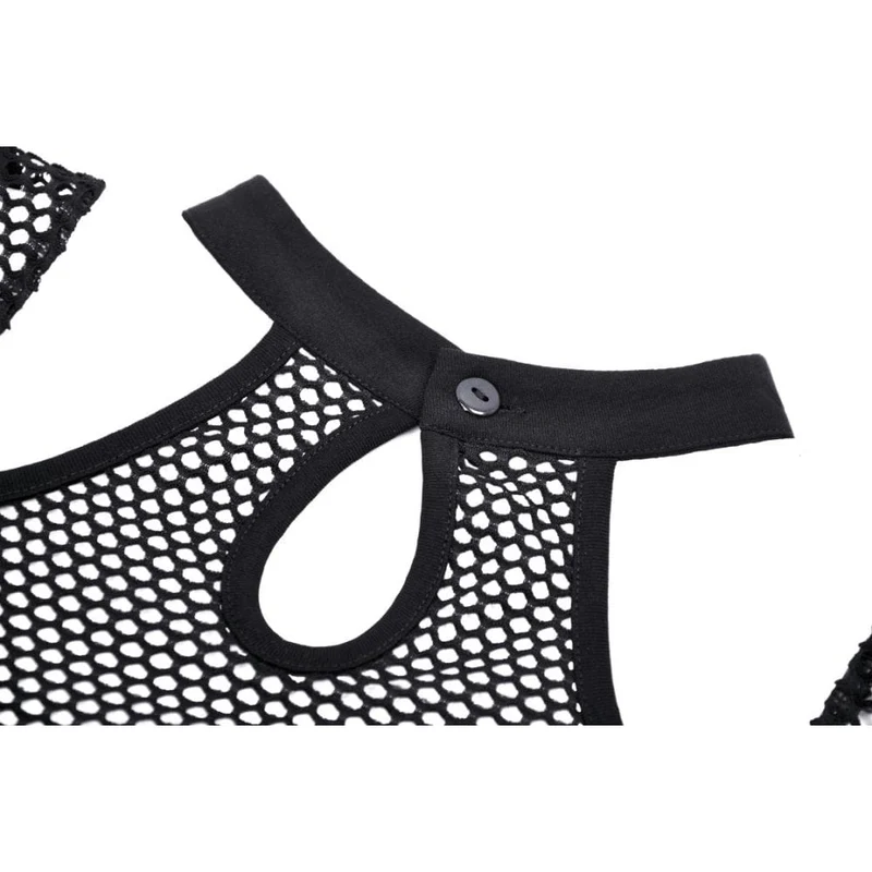 Damen Punk Off Shoulder Mesh Splice Crop Top
