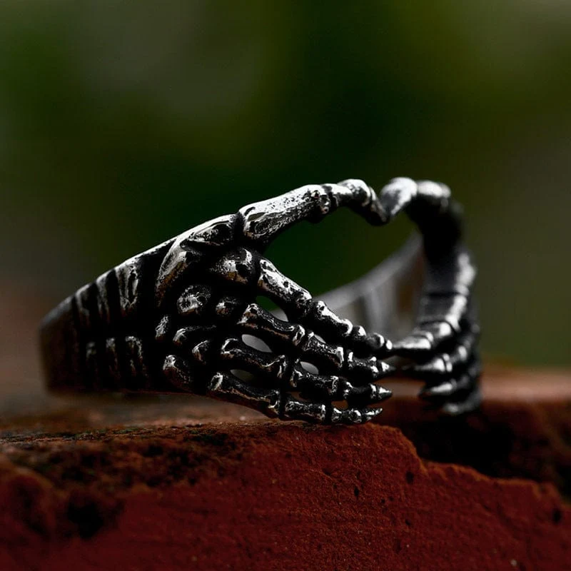 Herren-Punk-Herz-Skelett-Ring