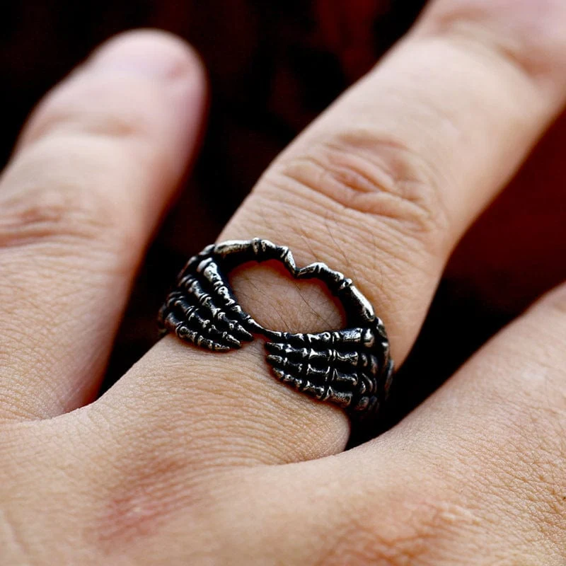 Herren-Punk-Herz-Skelett-Ring