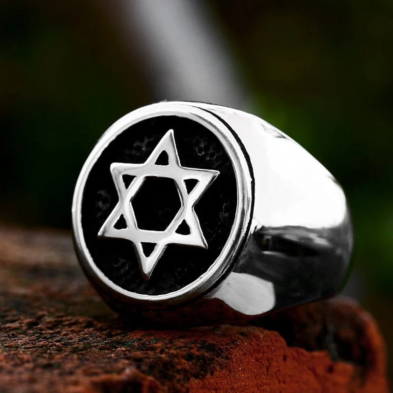 Herren-Punk-Ring mit ausgehöhltem Stern