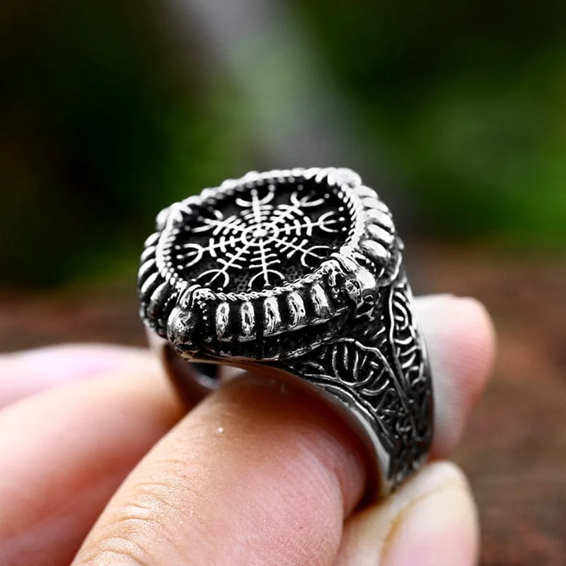 Punk-Wikinger-Totenkopfring für Herren