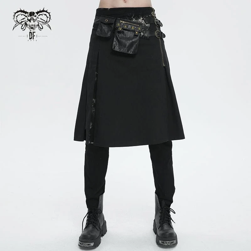 Gothic Tie-dyed Splice Kilt für Herren mit Gürteltasche