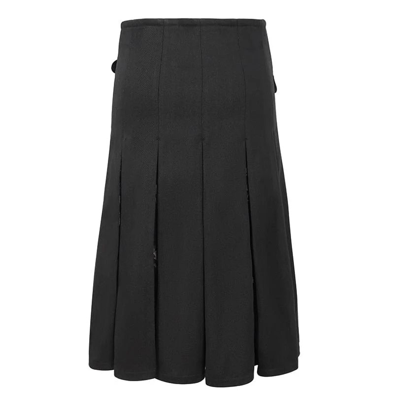 Gothic Tie-dyed Splice Kilt für Herren mit Gürteltasche