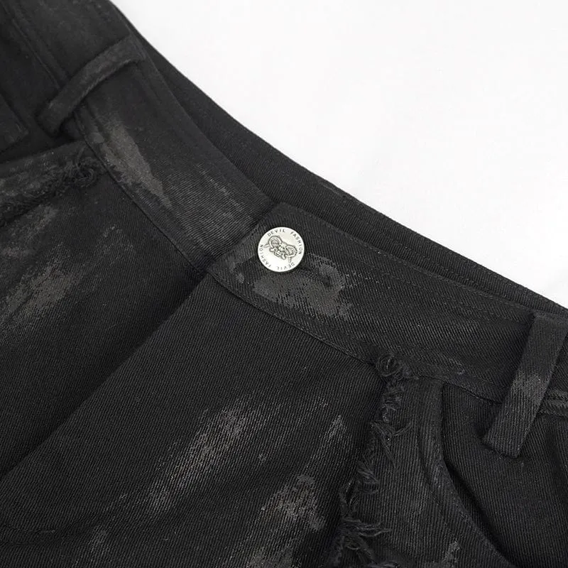 Herren-Punk-Riemchen-Distressed-Hose
