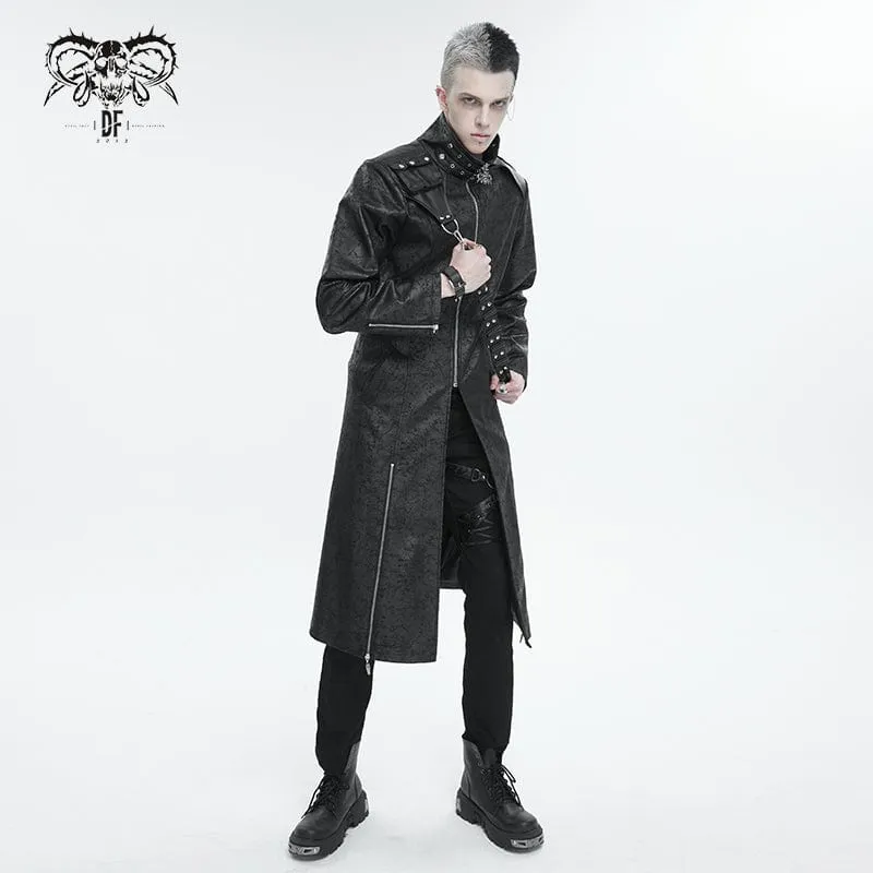 Gothic-Mantel mit Stehkragen und Riemen für Herren