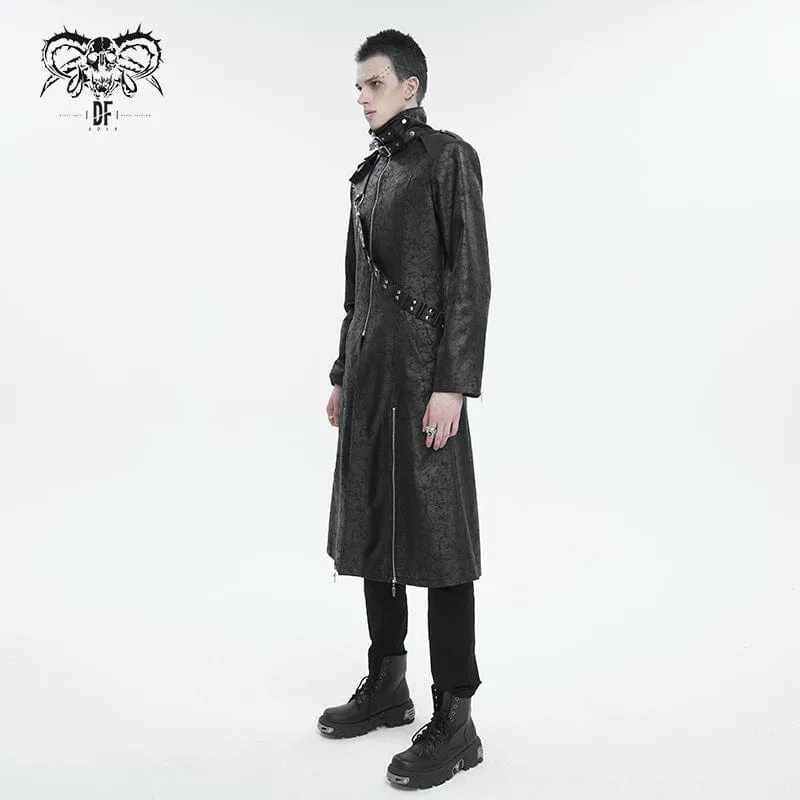 Gothic-Mantel mit Stehkragen und Riemen für Herren