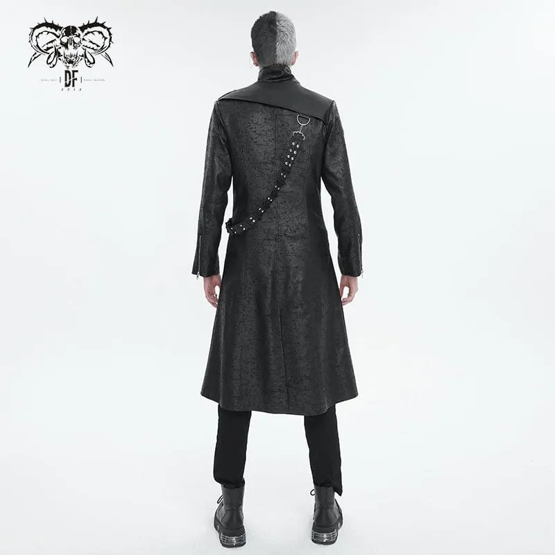 Gothic-Mantel mit Stehkragen und Riemen für Herren