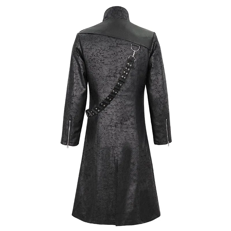 Gothic-Mantel mit Stehkragen und Riemen für Herren