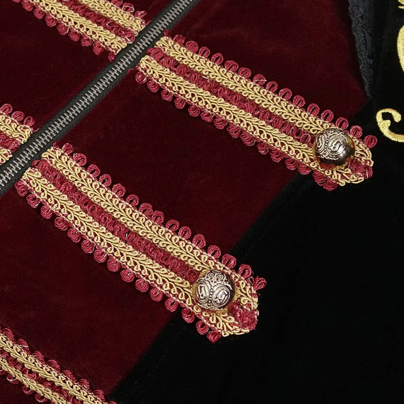 Gothic Totem bestickter Schwalbenschwanz-Mantel für Herren Schwarz